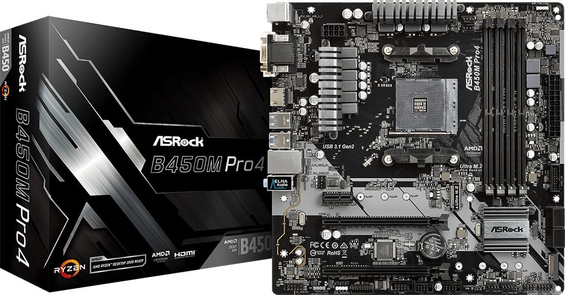 ASRock B450M Pro4 kaina ir informacija | Pagrindinės plokštės | pigu.lt