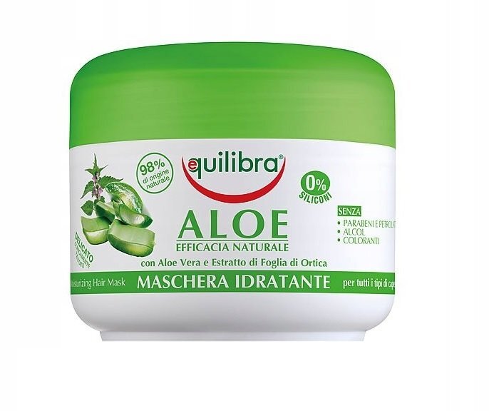Drėkinamoji plaukų kaukė su alavijo ekstraktu Equilibra Aloe Efficacia Naturale 200 ml kaina ir informacija | Priemonės plaukų stiprinimui | pigu.lt