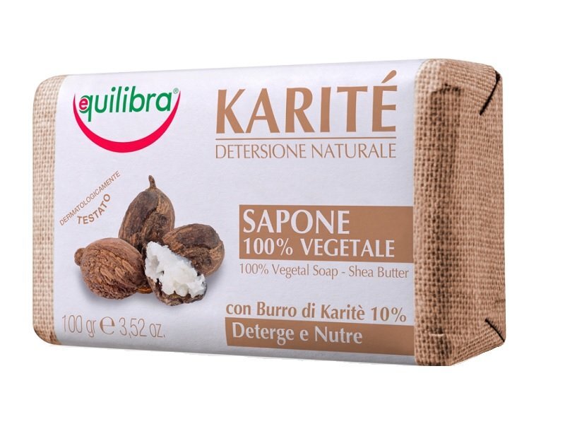 Muilas su Shea sviestu Equilibra Karite Naturale 100% Vegetal 100 g kaina ir informacija | Muilai | pigu.lt