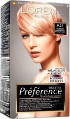 Стойкая краска для волос L'Oreal Paris Preference, 9.23 Light Rose Gold цена и информация | Краска для волос | pigu.lt