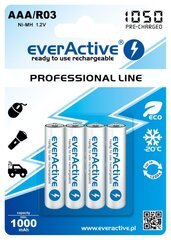 everActive Professional Ready to Use 1050mAh AAA akumuliatorius, 4 vnt. kaina ir informacija | Elementai | pigu.lt