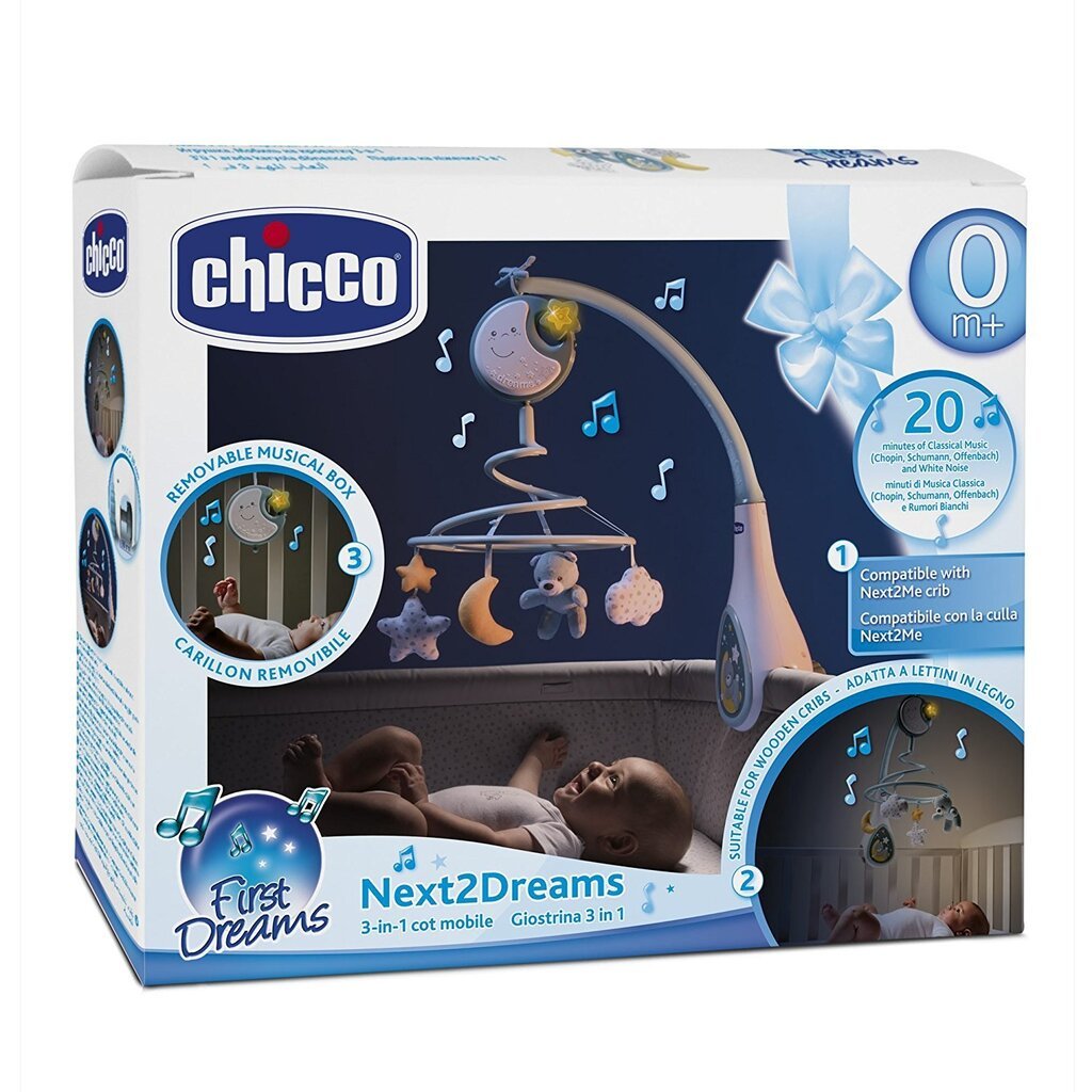 Karuselė - projektorius Chicco Next2Dreams, mėlyna kaina ir informacija | Žaislai kūdikiams | pigu.lt