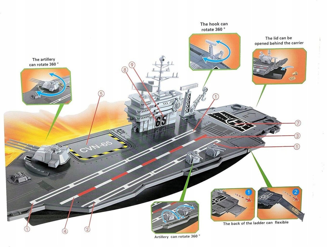 Didelis karinis laivas-lėktuvnešis su automobiliukais ir sraigtasparniu kaina ir informacija | Žaislai berniukams | pigu.lt