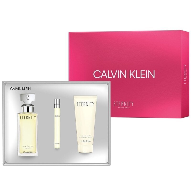 Rinkinys Calvin Klein Eternity moterims: kvapusis vanduo EDP, 100 ml + kūno losjonas, 100 ml + kelioinis kvapusis vanduo EDP, 10 ml kaina ir informacija | Kvepalai moterims | pigu.lt