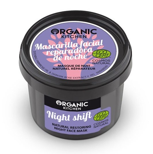 Natūrali atkuriamoji naktinė veido kaukė Organic Kitchen Night Shift 100 ml цена и информация | Veido kaukės, paakių kaukės | pigu.lt