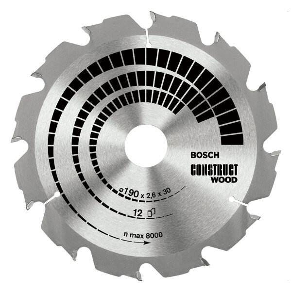Pjovimo diskas Bosch Construct Wood, 190 mm kaina ir informacija | Pjūklai, pjovimo staklės | pigu.lt