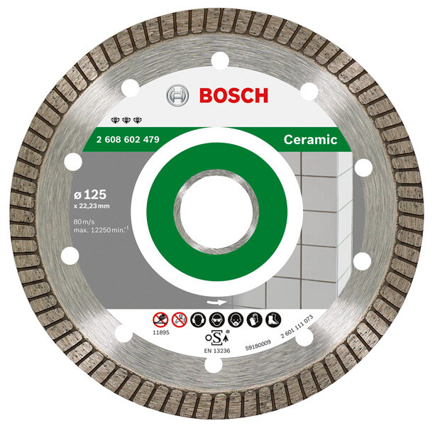 Deimantinis pjovimo diskas Bosch Ceramic, 125 mm kaina ir informacija | Mechaniniai įrankiai | pigu.lt