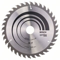 Pjovimo diskas Bosch Optiline Wood, 210 mm kaina ir informacija | Pjūklai, pjovimo staklės | pigu.lt