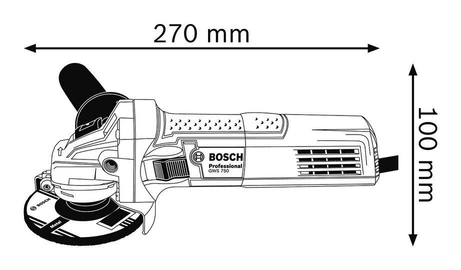 Elektrinis kampinis šlifuoklis Bosch GWS 750-125 Professional kaina ir informacija | Šlifuokliai | pigu.lt