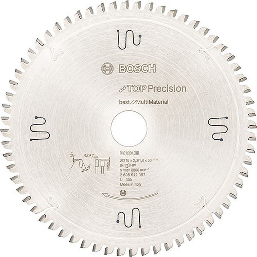 Pjovimo diskas Bosch Top Precision, 216 mm kaina ir informacija | Pjūklai, pjovimo staklės | pigu.lt