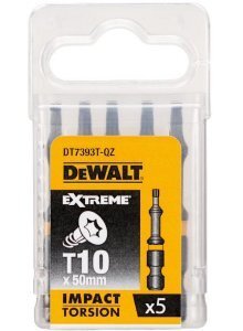 Smūginių sukimo antgalių rinkinys Dewalt Torsion T10x50mm DT7393T, 5 vnt. kaina ir informacija | Mechaniniai įrankiai | pigu.lt