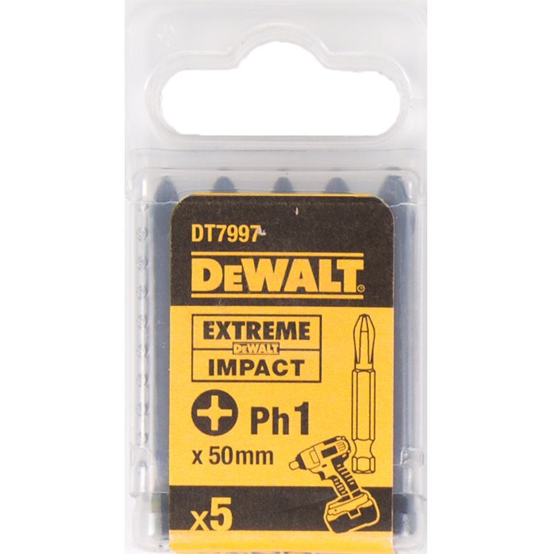 Sukimo antgalių rinkinys Dewalt Torsion Ph1x50mm DT7997, 5 vnt. kaina ir informacija | Mechaniniai įrankiai | pigu.lt