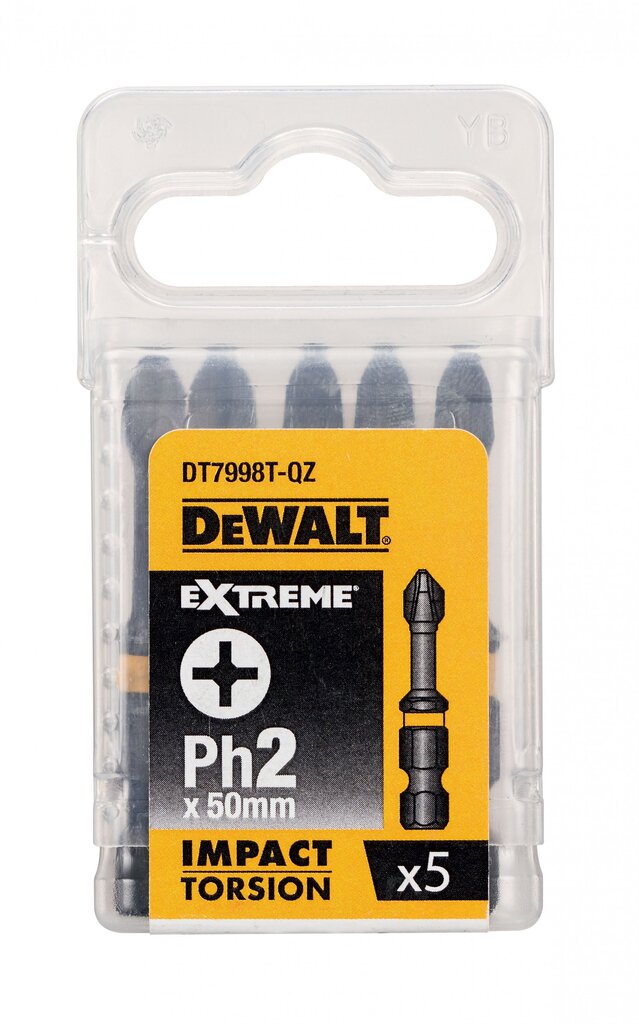 Smūginio sukimo antgalių rinkinys Dewalt 50mm Torsion Ph2 - DT7998T, 5 vnt. kaina ir informacija | Mechaniniai įrankiai | pigu.lt