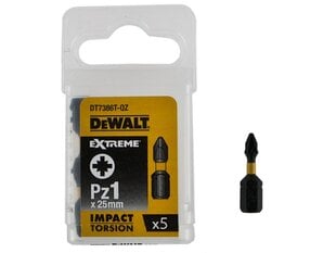 Smūginio sukimo antgalių rinkinys Dewalt 25mm Torsion Pz1 - DT7386T, 5 vnt. kaina ir informacija | Mechaniniai įrankiai | pigu.lt