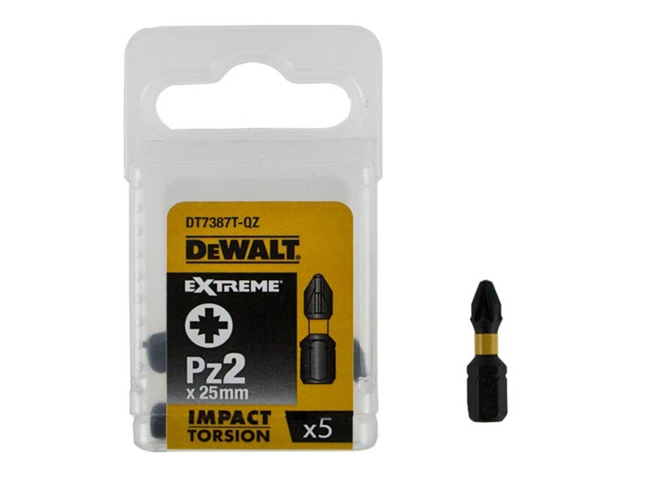 Smūginių sukimo antgalių rinkinys Dewalt Torsion Pz2x25 mm - DT7387T-QZ, 5 vnt. цена и информация | Mechaniniai įrankiai | pigu.lt
