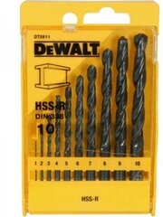 Набор сверл Dewalt HSSS 1 - 10 мм (DT5911-QZ), 10 шт. цена и информация | Механические инструменты | pigu.lt