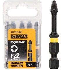 Набор поворотных насадок Dewalt 50mm Torsion Pz2 (DT7391T), 5 шт. цена и информация | Механические инструменты | pigu.lt