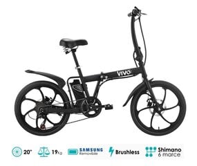 Elektrinis sulankstomas miesto dviratis Vivo Fold Bike VF20 20", juodas kaina ir informacija | Elektriniai dviračiai | pigu.lt