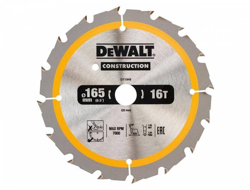 Pjovimo diskas Dewalt 165x20mm - DT1948-QZ kaina ir informacija | Sodo technikos dalys | pigu.lt