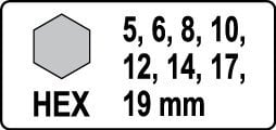 Smūginių antgalių rinkinys 1/2'' H5-H19 Yato (YT-1066), 8 vnt. kaina ir informacija | Mechaniniai įrankiai | pigu.lt