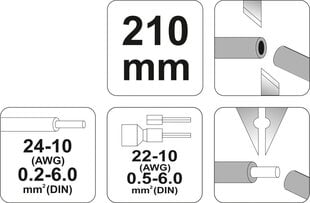 Izoliacijos nuėmėjas, daugiafunkcinis Yato 210mm 0,5-6,0mm (YT-2278) kaina ir informacija | Mechaniniai įrankiai | pigu.lt