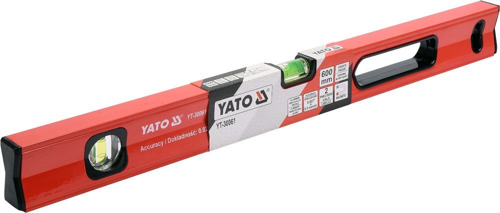 Gulsčiukas aliuminis, magnetinis, 60cm, 2 lygių, Yato (YT-30061) kaina ir informacija | Mechaniniai įrankiai | pigu.lt