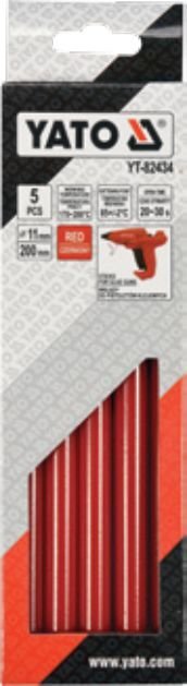 Karštų klijų lazdelės, raudonos 11,2 x 200mm 5vnt. (YT-82434) kaina ir informacija | Mechaniniai įrankiai | pigu.lt