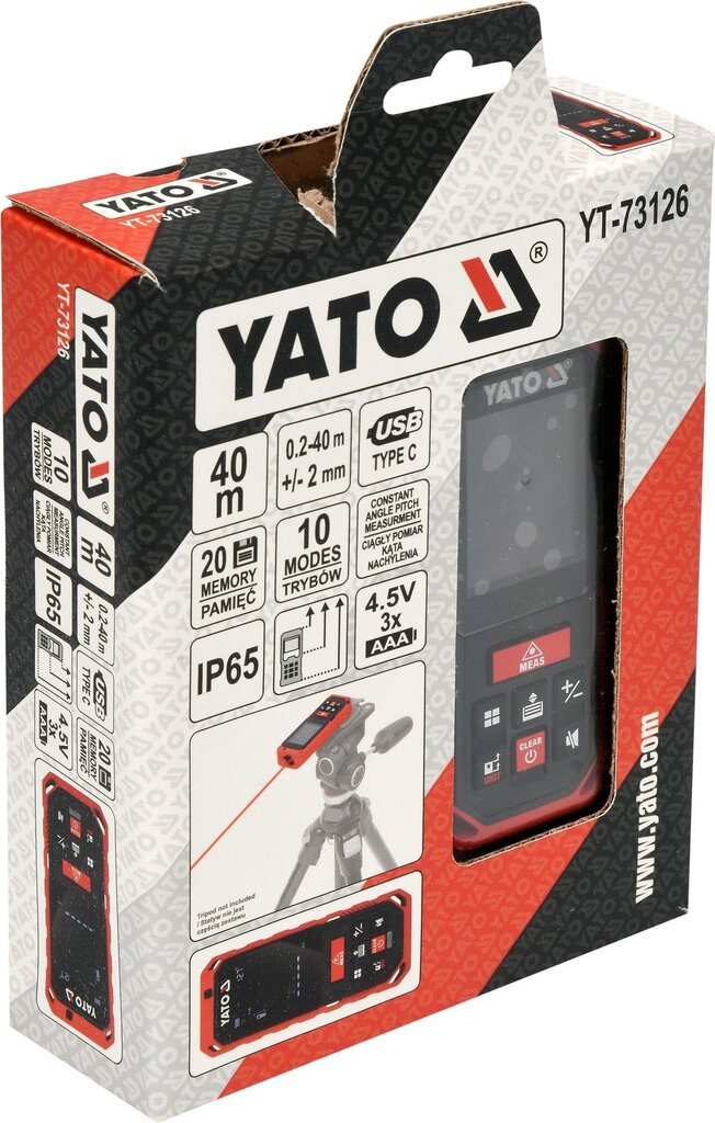 Lazerinis atstumo matuoklis Yato 0,2-60m kaina ir informacija | Mechaniniai įrankiai | pigu.lt