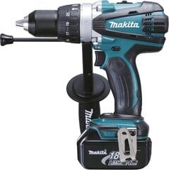 Аккумуляторная ударная дрель-шуруповёрт Makita DHP458RTJ, 18V цена и информация | Шуруповерты, дрели | pigu.lt