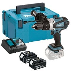 Аккумуляторная ударная дрель-шуруповёрт Makita DHP458RTJ, 18V цена и информация | Шуруповерты, дрели | pigu.lt