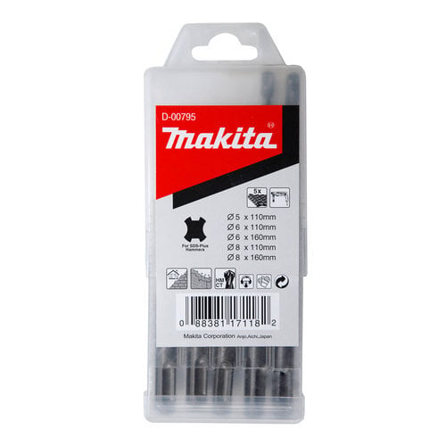 SDS + grąžtų komplektas Makita D-00795, 5 vnt kaina ir informacija | Mechaniniai įrankiai | pigu.lt