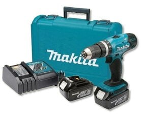 Аккумуляторная ударная дрель-шуруповёрт Makita DHP453RFE, 18V  цена и информация | Шуруповерты, дрели | pigu.lt