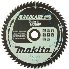 Пила B-08757 Т.К.Т. MAKBLADE PLUS 190X2X20 мм, 5° T60, Makita цена и информация | Запчасти для садовой техники | pigu.lt