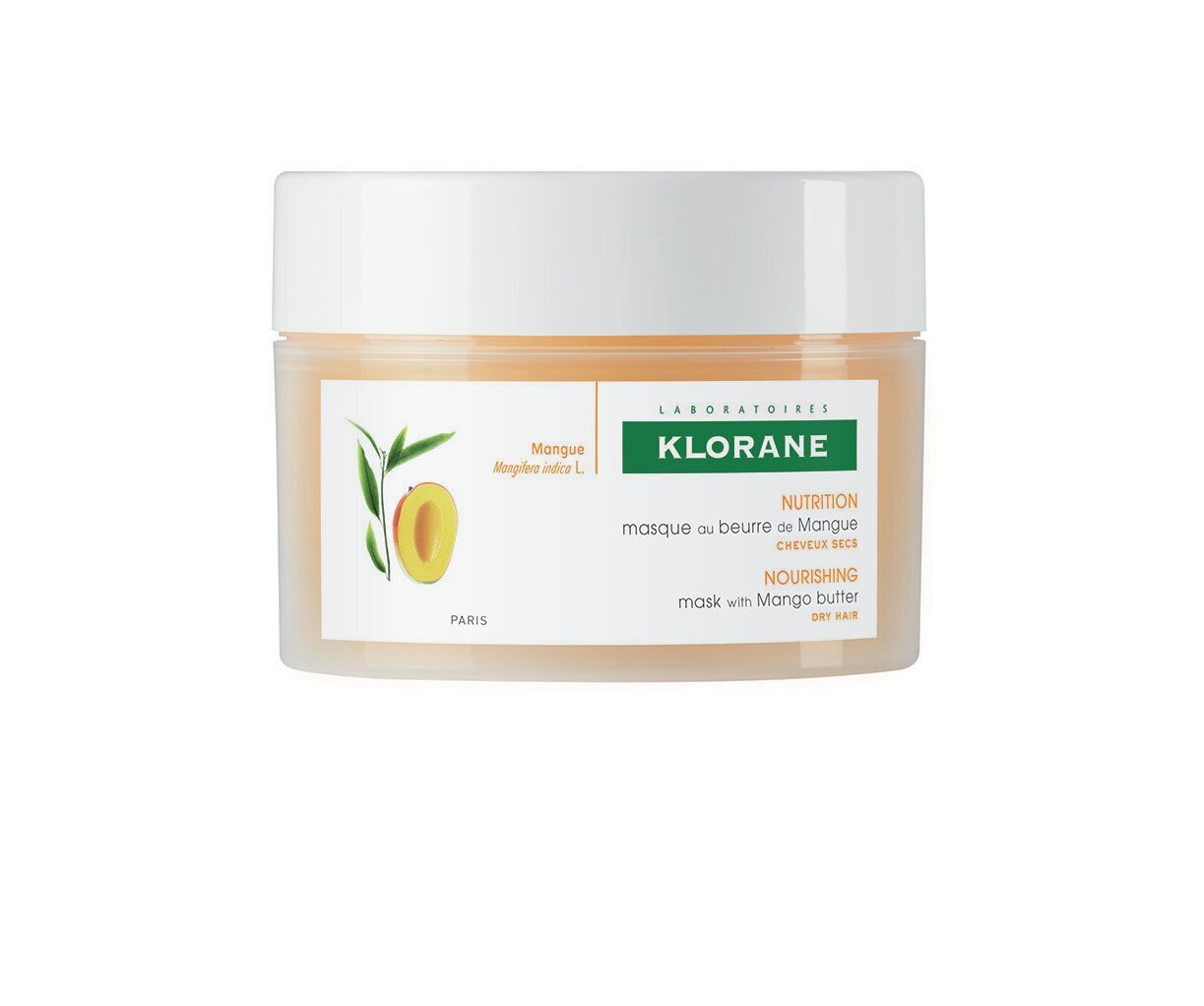 Maitinamoji plaukų kaukė su mango ekstraktu Klorane 150 ml kaina ir informacija | Priemonės plaukų stiprinimui | pigu.lt