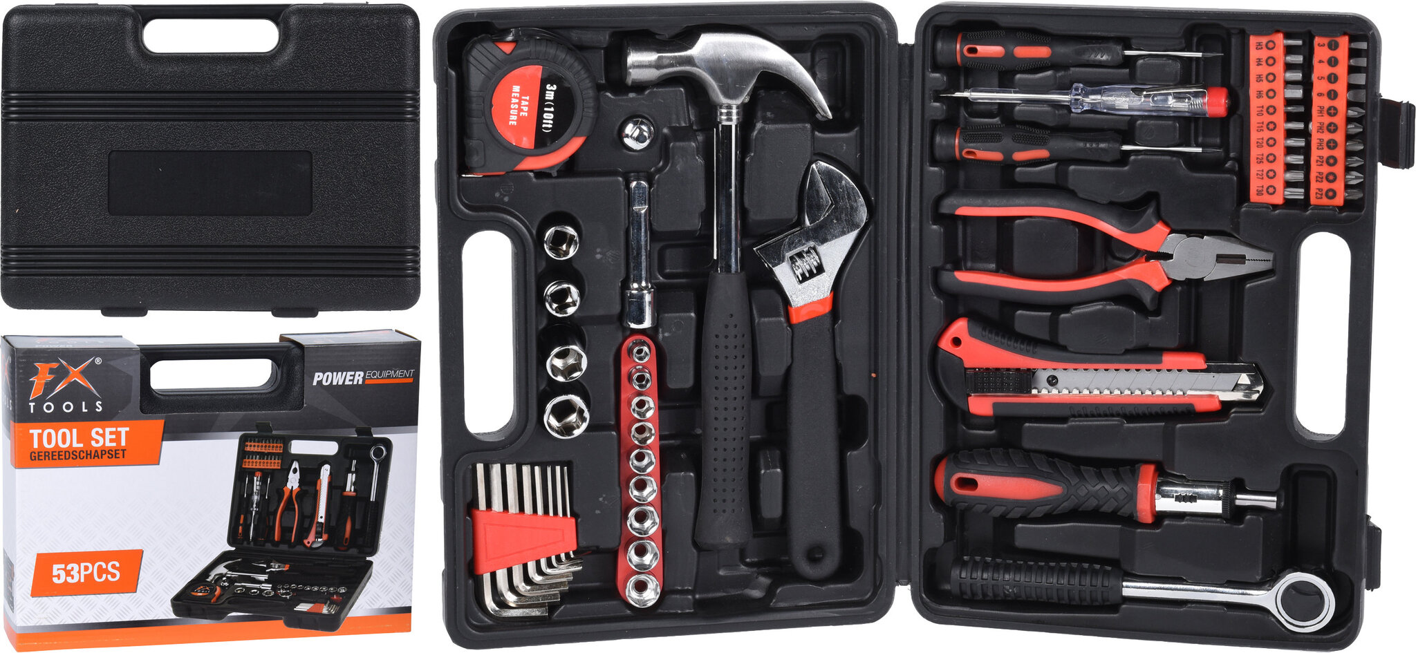 Fx tools įrankių komplektas, 53 vnt. kaina ir informacija | Mechaniniai įrankiai | pigu.lt