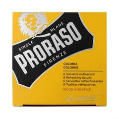 Gaivinančios servetėlės Proraso Wood & Spice, 6 vnt kaina ir informacija | Veido prausikliai, valikliai | pigu.lt