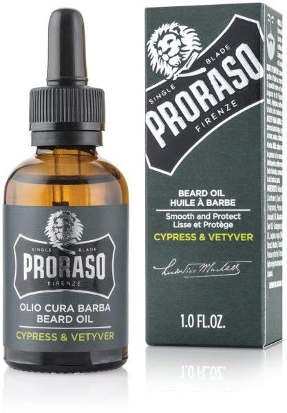 Barzdos aliejus Proraso Cypress & Vetyver, 30 ml цена и информация | Skutimosi priemonės ir kosmetika | pigu.lt