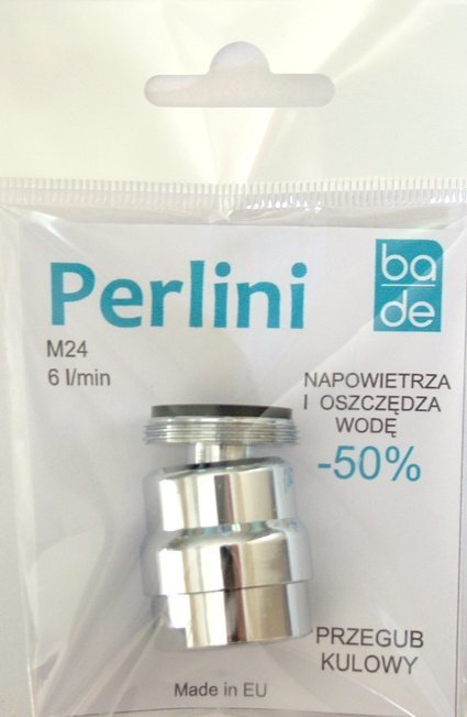 BA-DE Chromuotas pasukama (bendra) 24M su vandens taupymo aeratorius, srautas 6 l / min. Su gumine tarpine цена и информация | Virtuvinių plautuvių ir maišytuvų priedai | pigu.lt