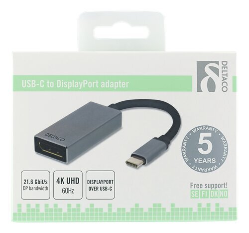 Adapteris Deltaco USB-C - DisplayPort kaina ir informacija | Adapteriai, USB šakotuvai | pigu.lt