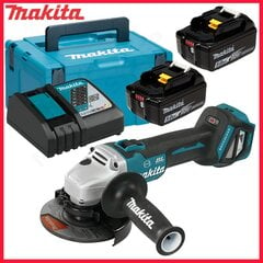 Аккумуляторная угловая шлифовальная машина Makita 18 В, 125 мм, 2 х 5,0 Ач Li-Ion (DGA513RTJ) цена и информация | Шлифовальные машины | pigu.lt