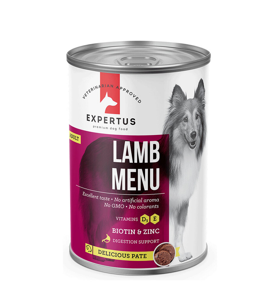 Expertus su ėriena Lamb Menu, 400 g kaina ir informacija | Konservai šunims | pigu.lt