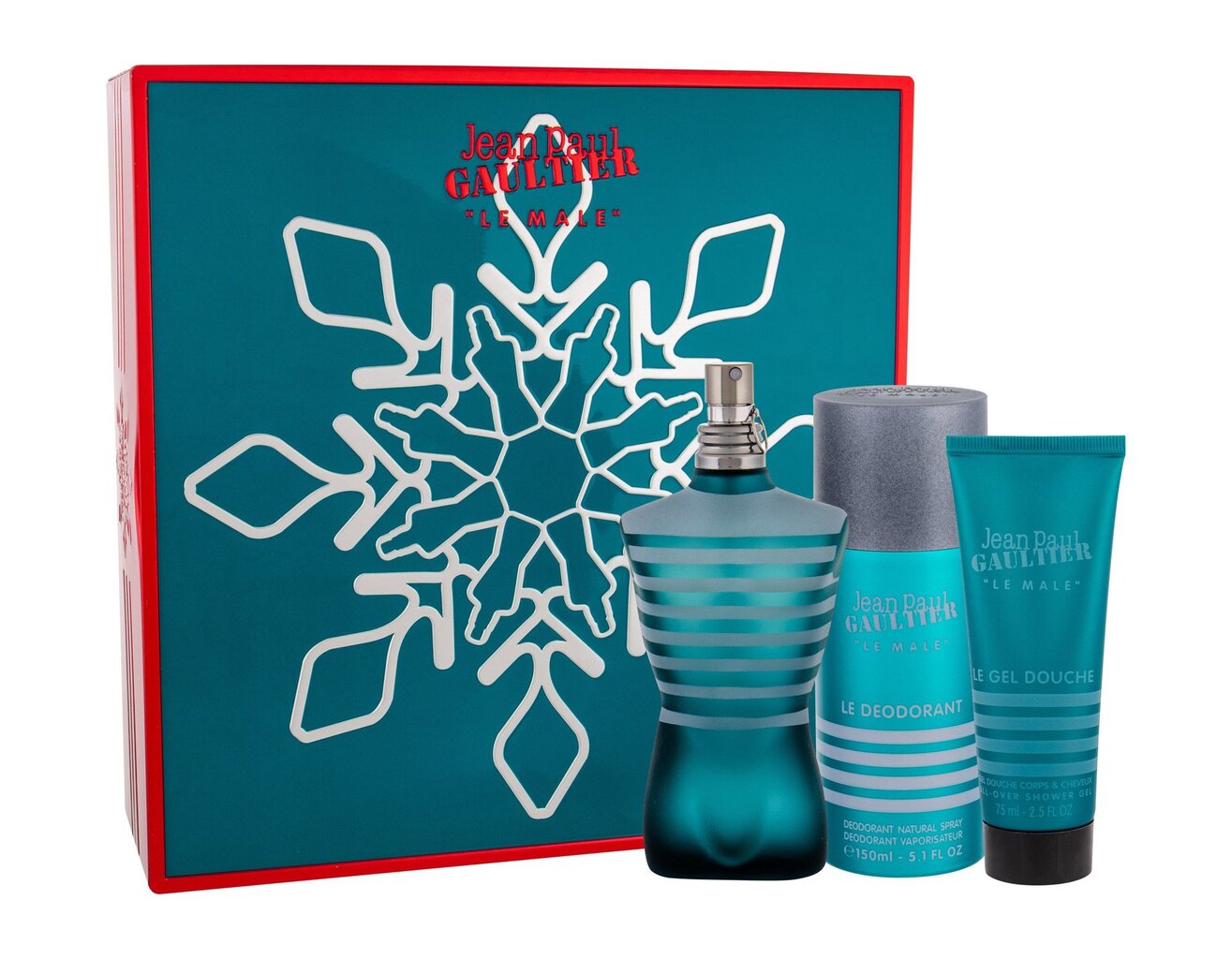 Rinkinys Jean Paul Gaultier Le Male vyrams: EDT 125 ml + dušo želė 75 ml + dezodorantas 150 ml kaina ir informacija | Kvepalai vyrams | pigu.lt