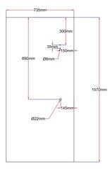 Dušo kabinos galinis stiklas 888, juodas 735x1570 цена и информация | Душевые кабины | pigu.lt