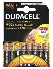 Батарейки Duracell LR03 AAA, 8 шт. цена и информация | Батарейки | pigu.lt