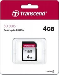 MEMORY SDHC 4GB C10/TS4GSDC300S TRANSCEND цена и информация | Карты памяти для телефонов | pigu.lt