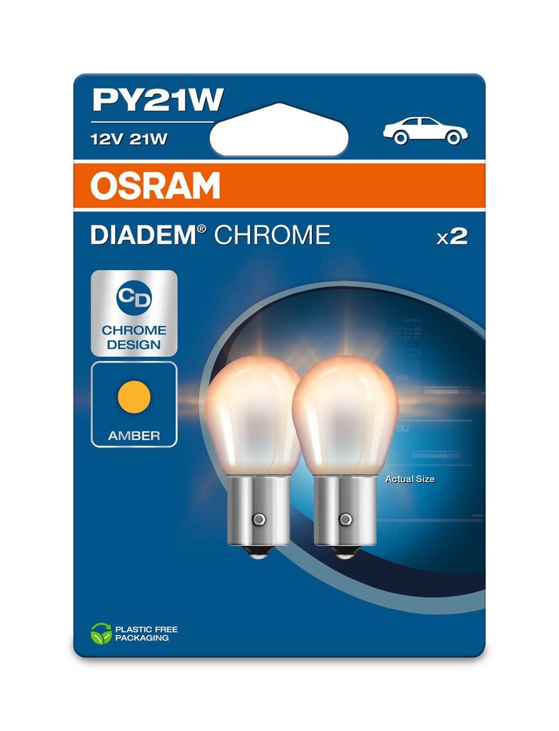 Automobilinė lemputė Osram Diadem Chrome PY21W 12V BAU15S kaina ir informacija | Automobilių lemputės | pigu.lt