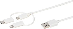 Кабель Vivanco microUSB/USB-C/Lightning 3в1 1м (38784) цена и информация | Кабели и провода | pigu.lt