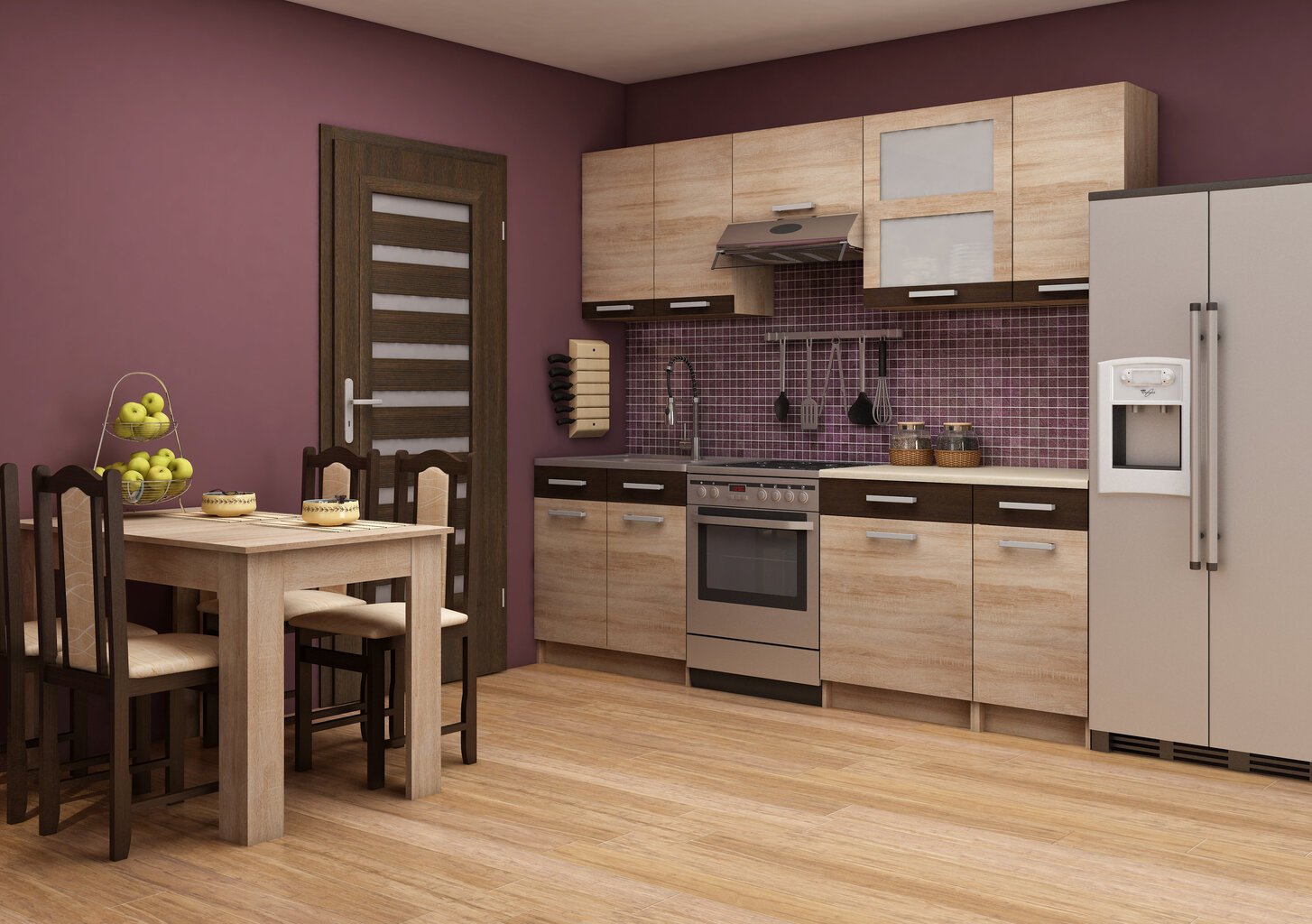 Virtuvinė spintelė Polo 2 S40_1SZ, ąžuolo/rudos spalvos цена и информация | Virtuvinės spintelės | pigu.lt