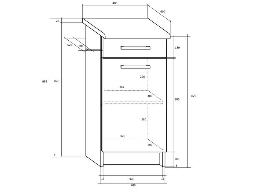 Virtuvinė spintelė Polo 2 S40_1SZ, ąžuolo/rudos spalvos цена и информация | Virtuvinės spintelės | pigu.lt