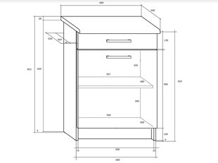 Virtuvinė spintelė Polo 2 S60_1SZ, ąžuolo/rudos spalvos kaina ir informacija | Virtuvinės spintelės | pigu.lt